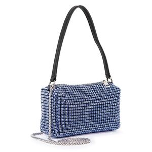 Blue Rhinestone Beaded Clutch Bag Purse Crossbody Bling New